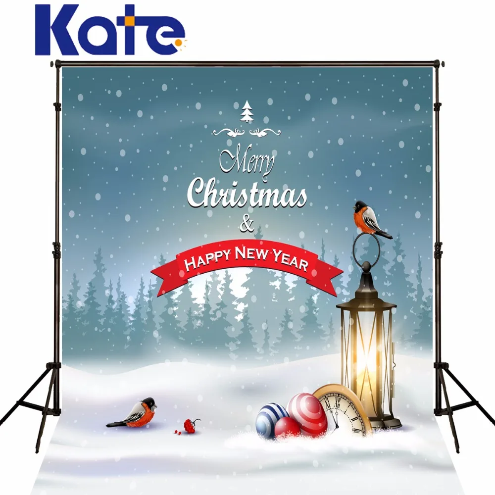 

Kate Christmas Backdrops For Photography Frozen Snow Clock Birds for Children New Year Studio Backgrounds