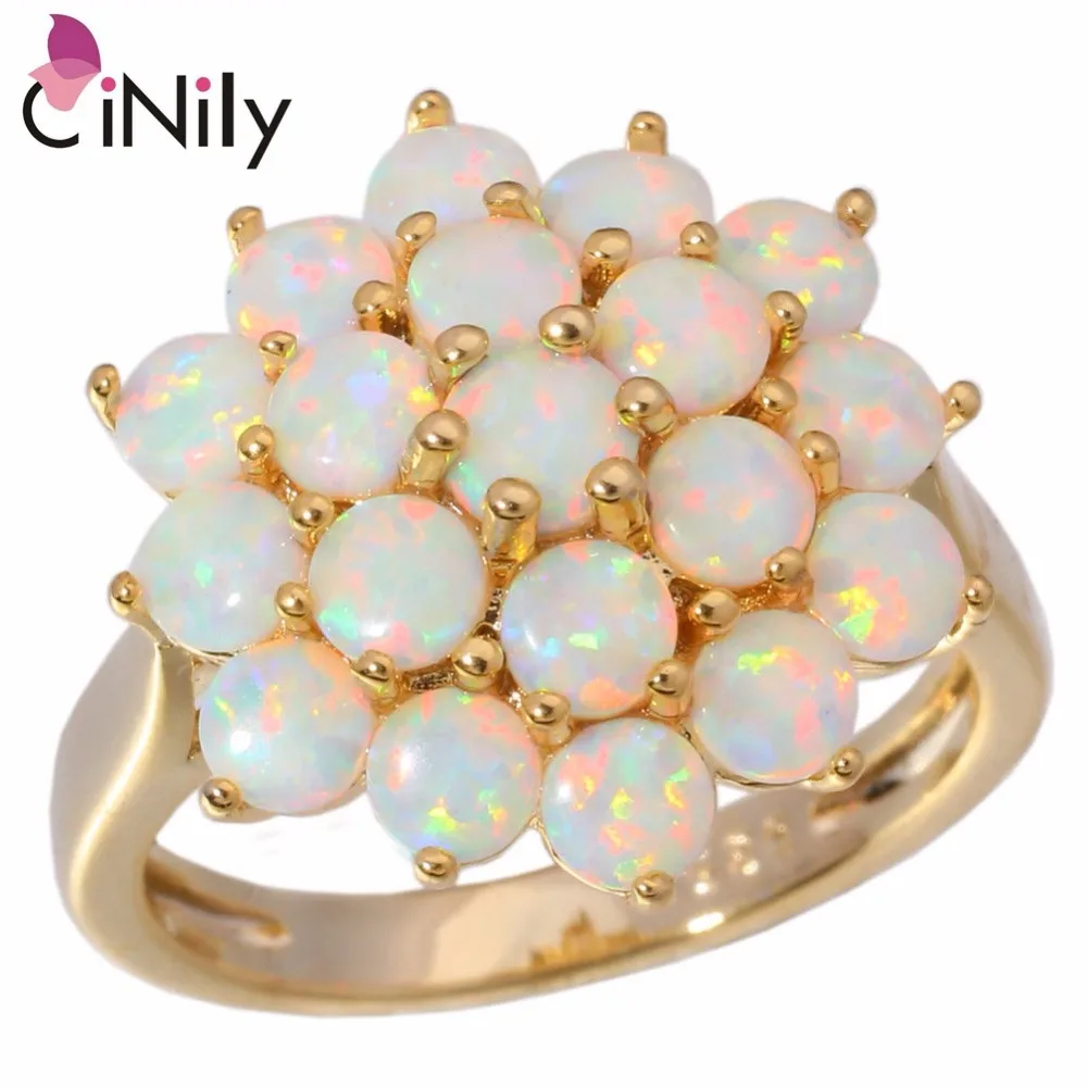 Goede CiNily Gemaakt White Fire Opal Geel Goud Kleur = Groothandel Retail Hot verkopen voor Vrouwen Sieraden Ring Maat 7 8 9 10 OJ6226