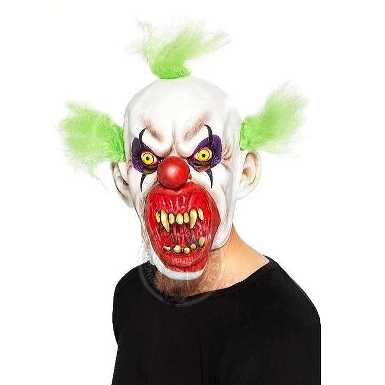 

W&M Birthday Party cosplay Yellow haired clown terror mask Funny intimidating Halloween clown latex full face scary masks