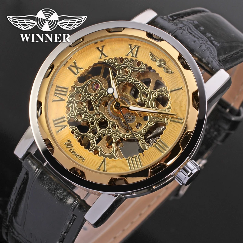 

Steampunk Men's Watch Mechanical Luxury Brand Skeleton Watches Transparent Male Watch Blue Gold Colorful Watches Casual Clock