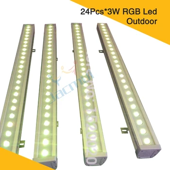 

(4Units/Lot) Outdoor Led Wall Washer 24Pcs*3W RGB Led Bar 3/7 Channels DMX Effective Dj Light