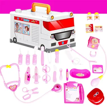 

Hospital Medical Baby toy with Big Ambulance Storage Box Sound Light Medical Kit with Fast Delivery and Free Shipping Cost