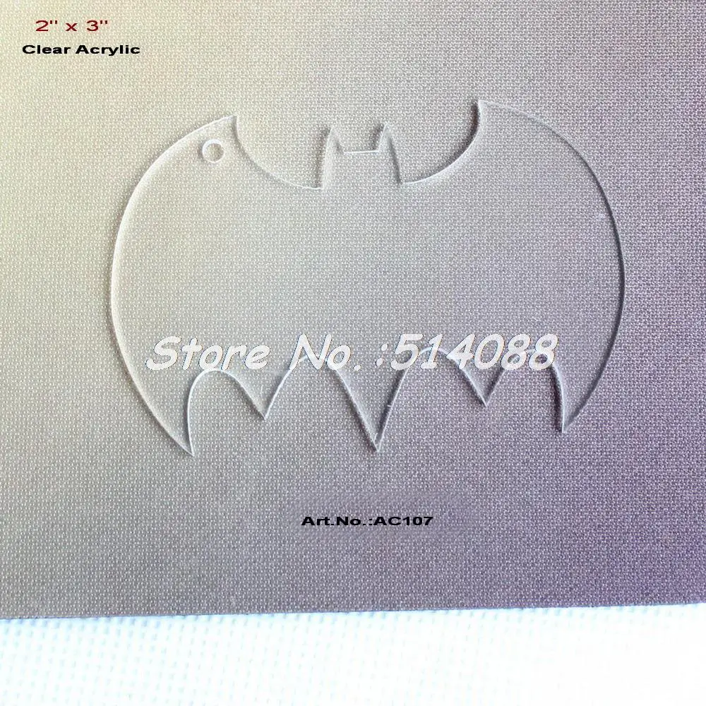 

(6pcs/lot) 76mm Blank Clear Acrylic Bat Keychains Laser Cut Halloween Keychains 3"-AC1067