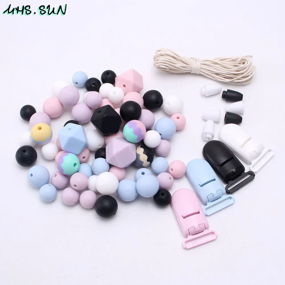 KT011 (4),$19.5. Candy colors baby teething silicone beads set roundhexagon chewable teether beads handmade jewelry necklace accessoriesJPG