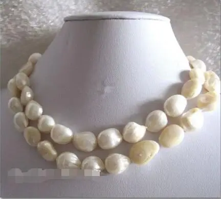

Hot selling free shipping****** 32" 10-12mm White Baroque Freshwater Mother of Pearl Necklace Jewelry