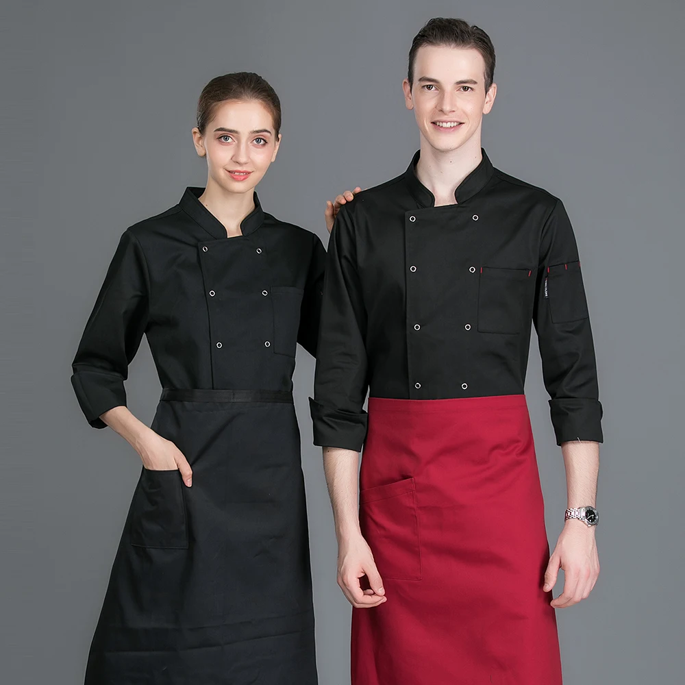 Классическая двубортная куртка с длинными рукавами для шеф-повара, кафе-кондитерская одежда для кухни, шеф-повара, одежда для официанта, рабочая куртка