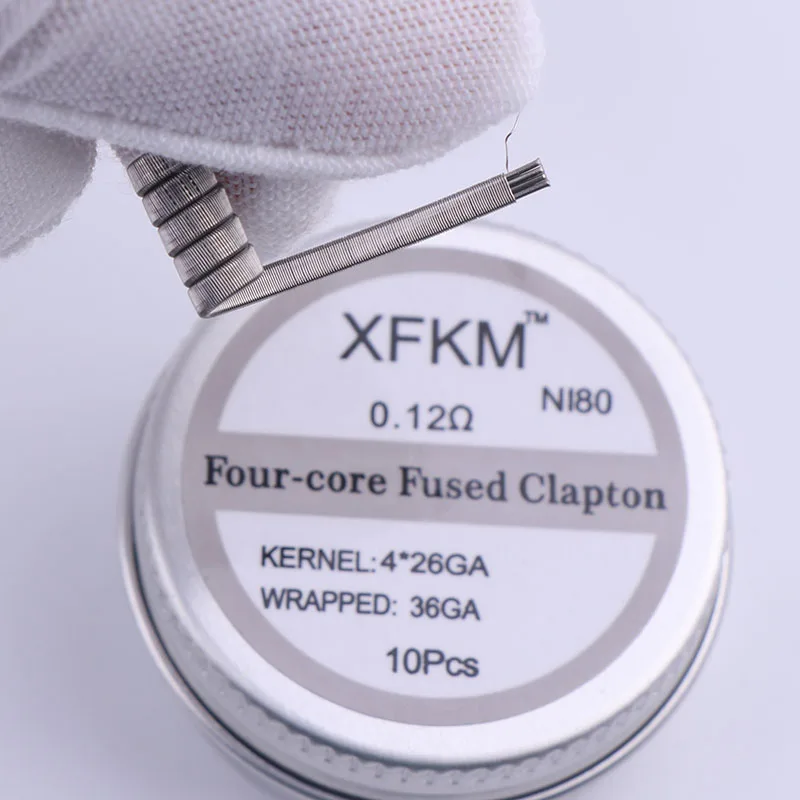 XFKM NI80 высокая плотность Clapton готовые катушки для электронной сигареты RDA RTA RBA атомайзер мод нагревательный провод - Цвет: 4xin 012