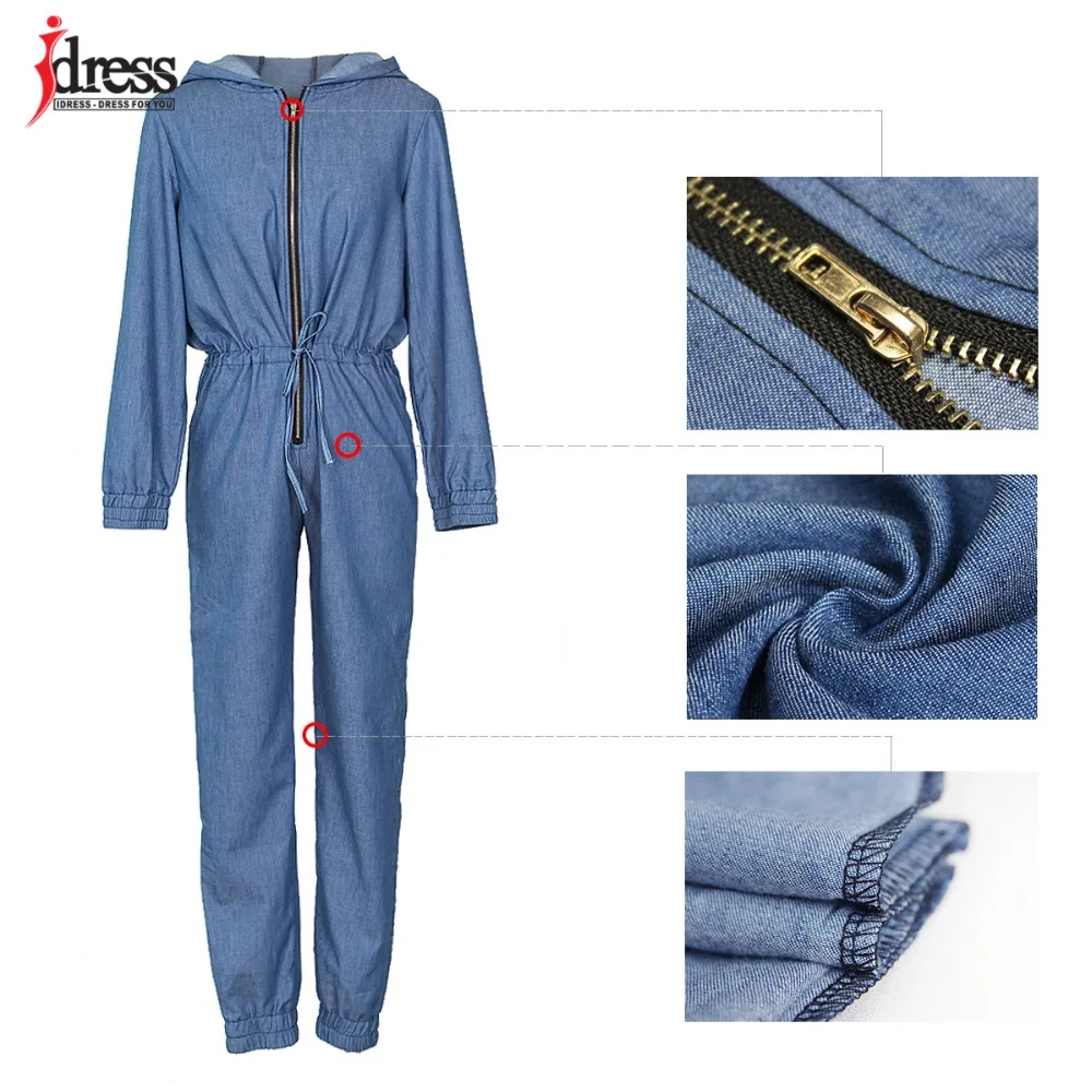 Hambelela 2018 Latex Casual Jeans Deep V Neck Long Sleeve Women Denim Jumpsuit Zippers Pockets Autumn Ladies Overall Jumpsuit (6)