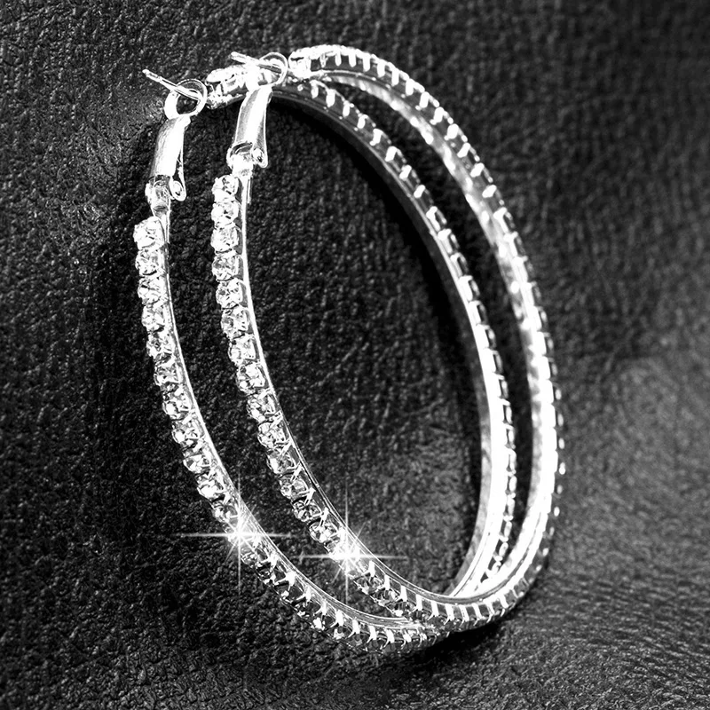 Модные простые блестящие серьги-кольца со стразами высокого качества женские роскошные серьги-кольца подарок на свадьбу ювелирные изделия аксессуары