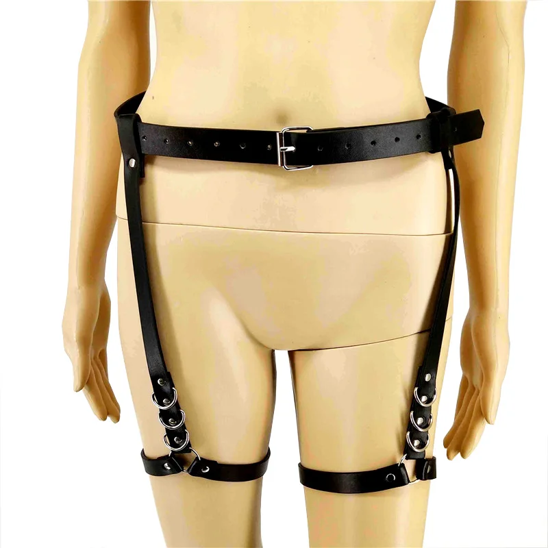 Ремни для женщин садо-мазо жгут джартиер сексуальный Cinturon Mujer панк пастельный Готический подтяжки укороченный топ рейв чулки для танцев на шесте - Цвет: Black