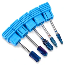 Blue Tungsten Round Flame Nail Drill Bits Carbide Milling Cutter Manicure Ceramic Drill Bits Electric Machine Drill Accessories