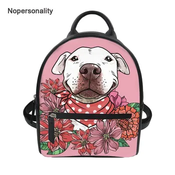 

Nopersonality Pink Floral Pit Bull Dog Women's Backpack Small Teenage Girls Bagpack for Travel Small Leather Shoulder Bookbags