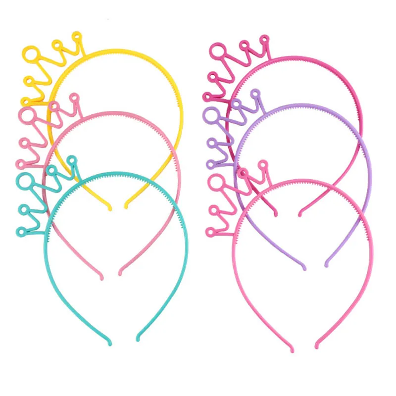 

50pcs/lot Colorful Cat Happy Birthday Headband Kids Girls Crown Princess Headdress Hair Accessories Headwear Party Favor Gift