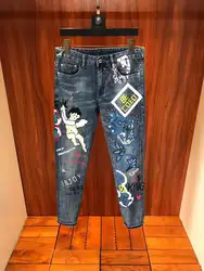 FA0218 модные для мужчин's джинсы для женщин 2019 взлетно посадочной полосы Элитный бренд Европейский дизайн вечерние стиль
