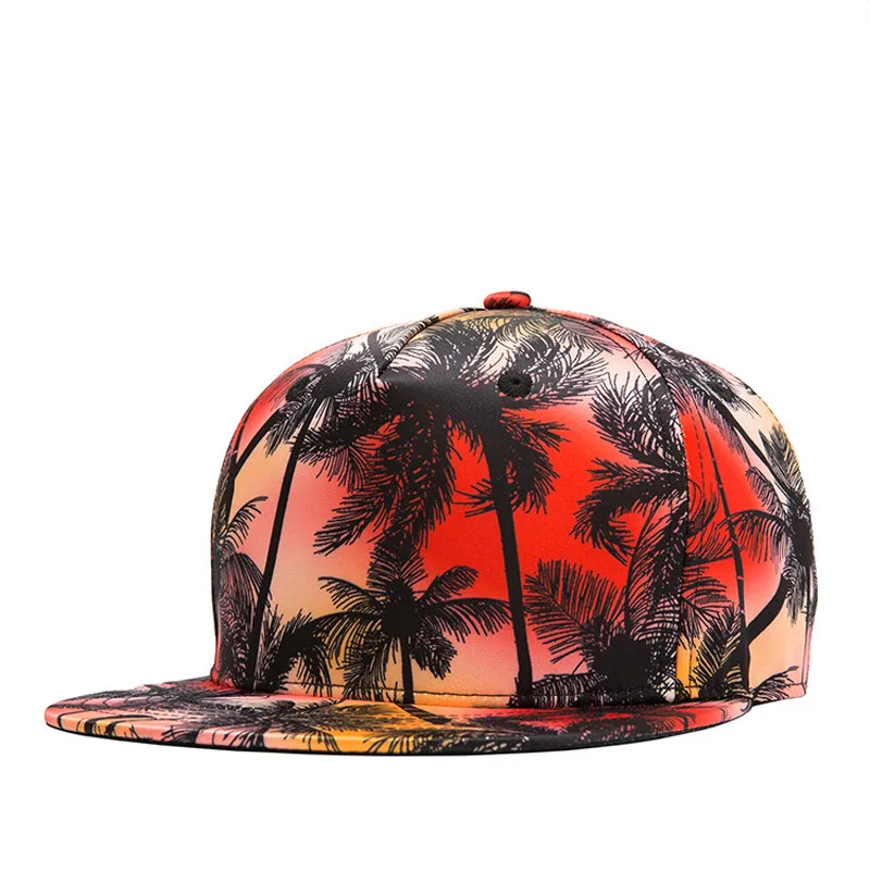Летняя модная мужская и женская кепка с 3D-принтом в стиле хип-хоп, кепка с кокосовой пальмой, Пляжная регулируемая бейсболка для отдыха и улицы