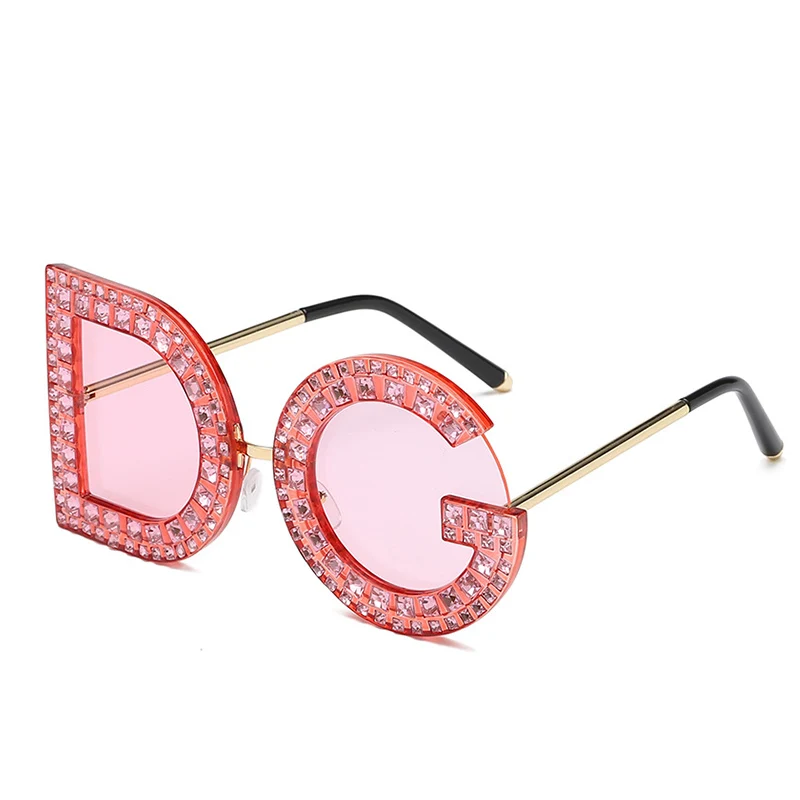 Новые тенденции Алмазный Круглые Солнцезащитные очки Для женщин Элитный бренд Кристалл Солнцезащитные очки женские Высокое качество Люнет де солей femme - Цвет линз: C5-PINK-PINK
