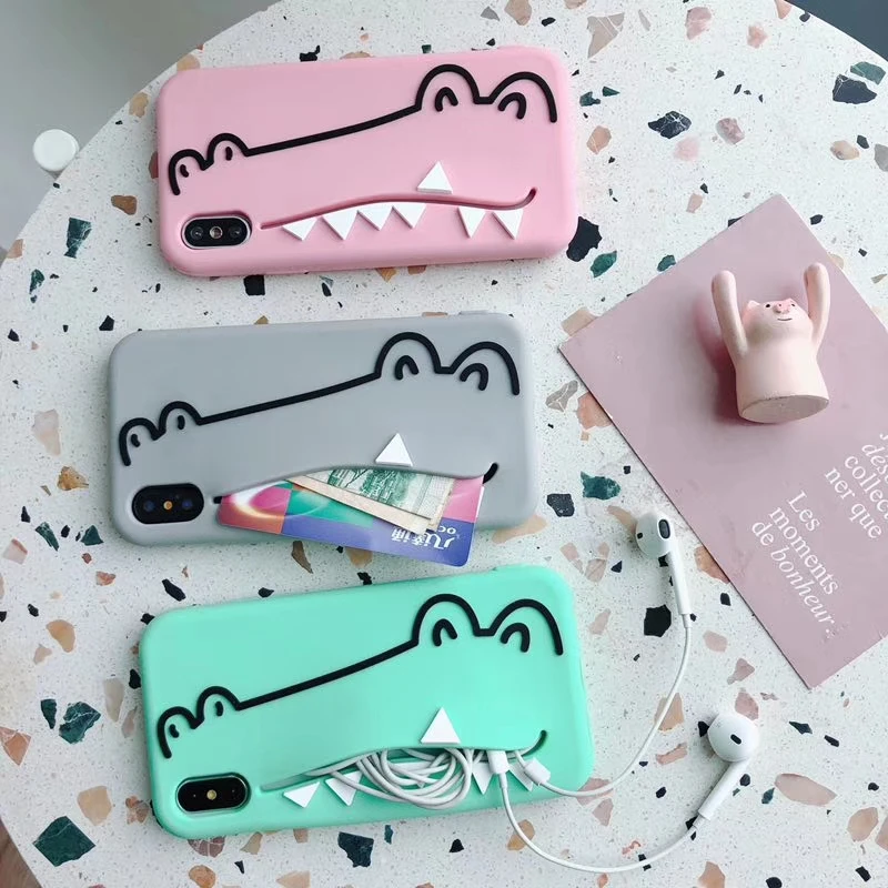 

3D Cartoon Cute Crocodile Soft Silicone Back Cover For iPhone 6 6s Plus X XR Xs Max 7 8 Plus Phone Cases Fundas Coque Capa