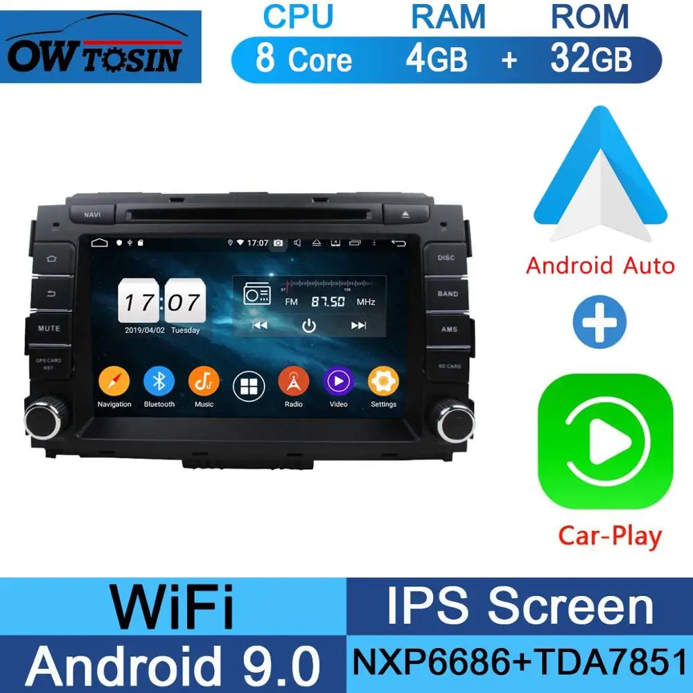 " ips 1920*1080 8 ядерный 4 Гб ram+ 64 ГБ rom Android9.0 автомобильный dvd-плеер для KIA Carnival DSP радио gps Parrot BT - Цвет: 32G CarPlay Android