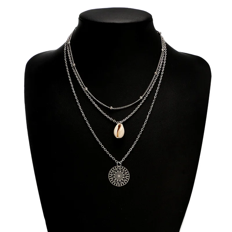 Трехслойное ожерелье с подвеской в виде ракушек, натуральная Золотая раковина, женское многослойное ожерелье-чокер в богемном стиле, ювелирные изделия