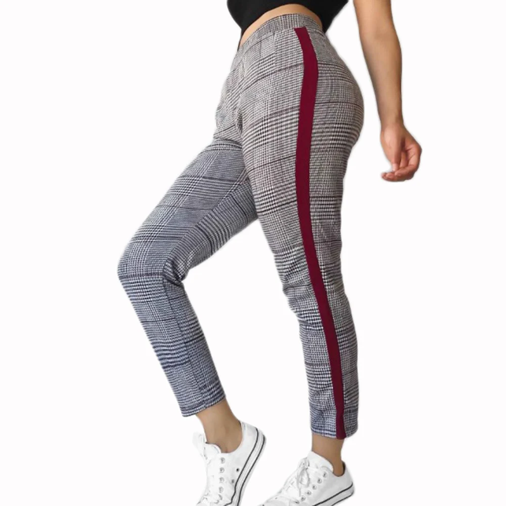 

YJSFG HOUSE Fashion Womens Pencil Pants Strip Skinny High Waist Ladies Stretch Pencil Pants Trouser Female Autumn Plaid Pants