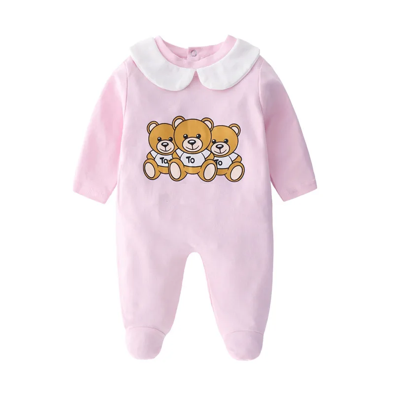 الرضع الكرتون الدب الطفل ملابس فتاة و بنين كم طويل الأب مومياء الطفل السروال القصير Babygrow Sleepsuits الطفل رومبير 0- 18 أشهر