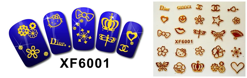 3D золотой цвет наклейки для ногтей s самоклеящиеся наклейки бренд дизайн ногтей наклейки на ногти надпись