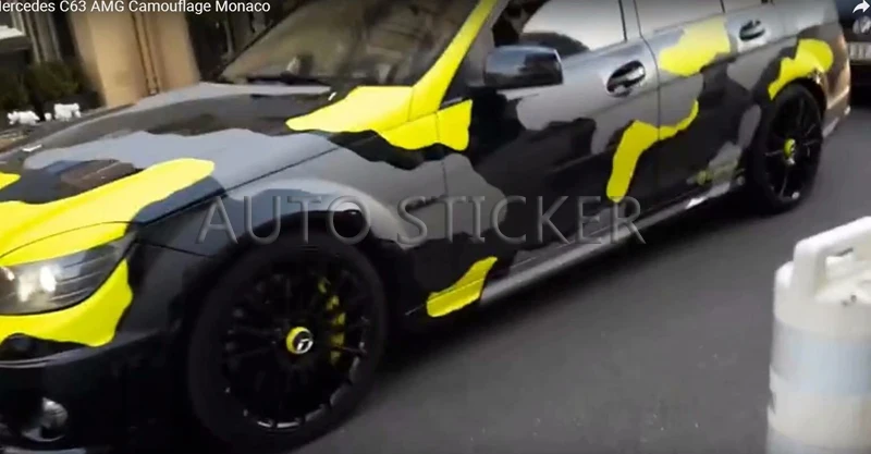 yellow black gray camo car wrap 2
