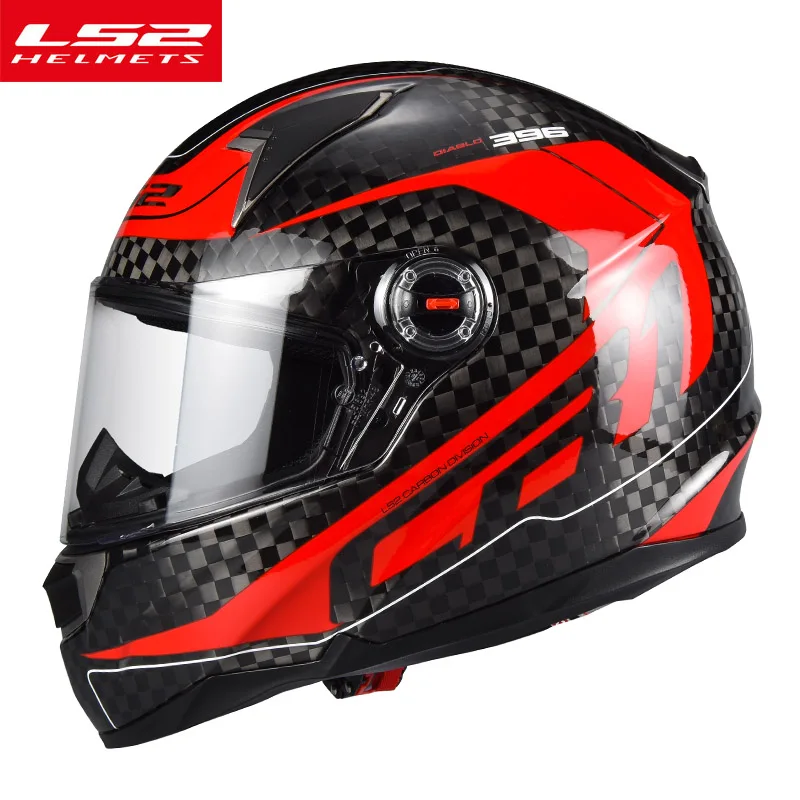 US $170.05 Genuine LS2 FF396 Carbon Fiber Motorcycle Helmet Full Face racing Motorbike Helmets dual lens visor moto helmet