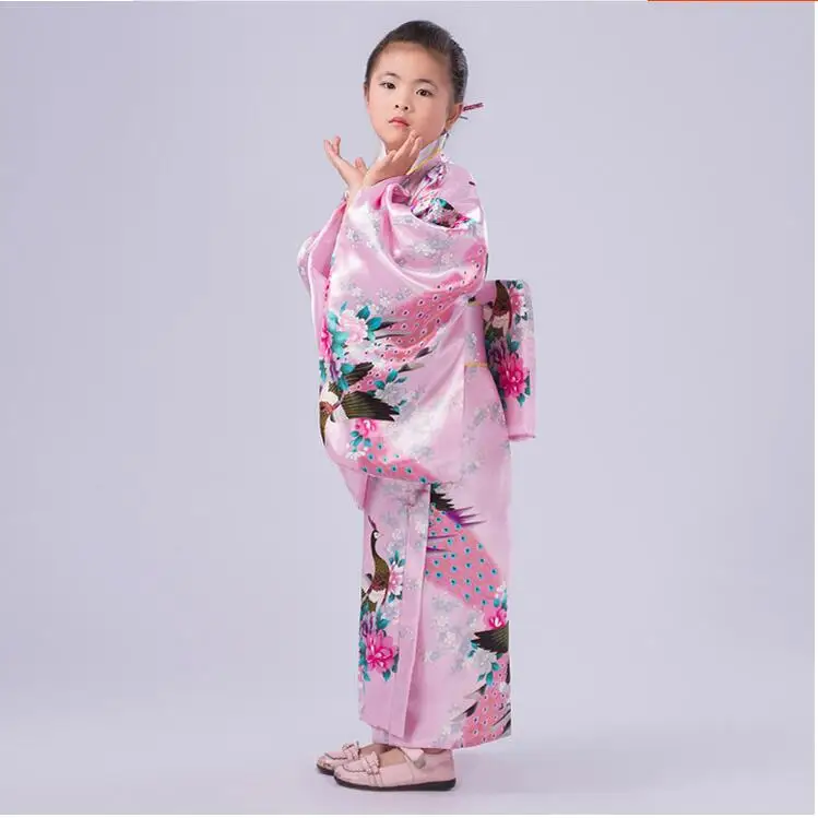 5 цветов Детская Павлин юката Костюмы традиционные Japones кимоно костюм для девочек японские кимоно платье