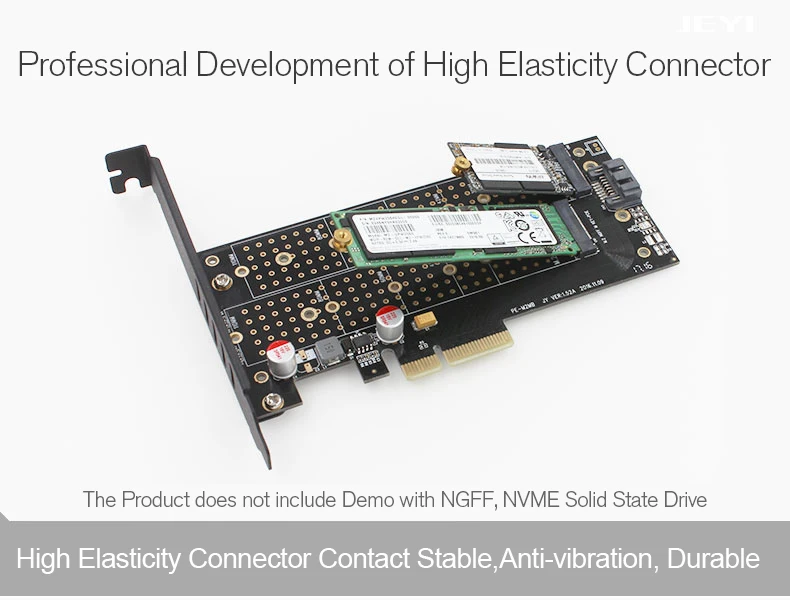 JEYI SK7 M.2 NVMe SSD NGFF для PCI-E X4 адаптер M ключ B ключ двойной интерфейс карты Поддержка PCI-E3.0 двойное напряжение 12 В+ 3,3 В SATA3