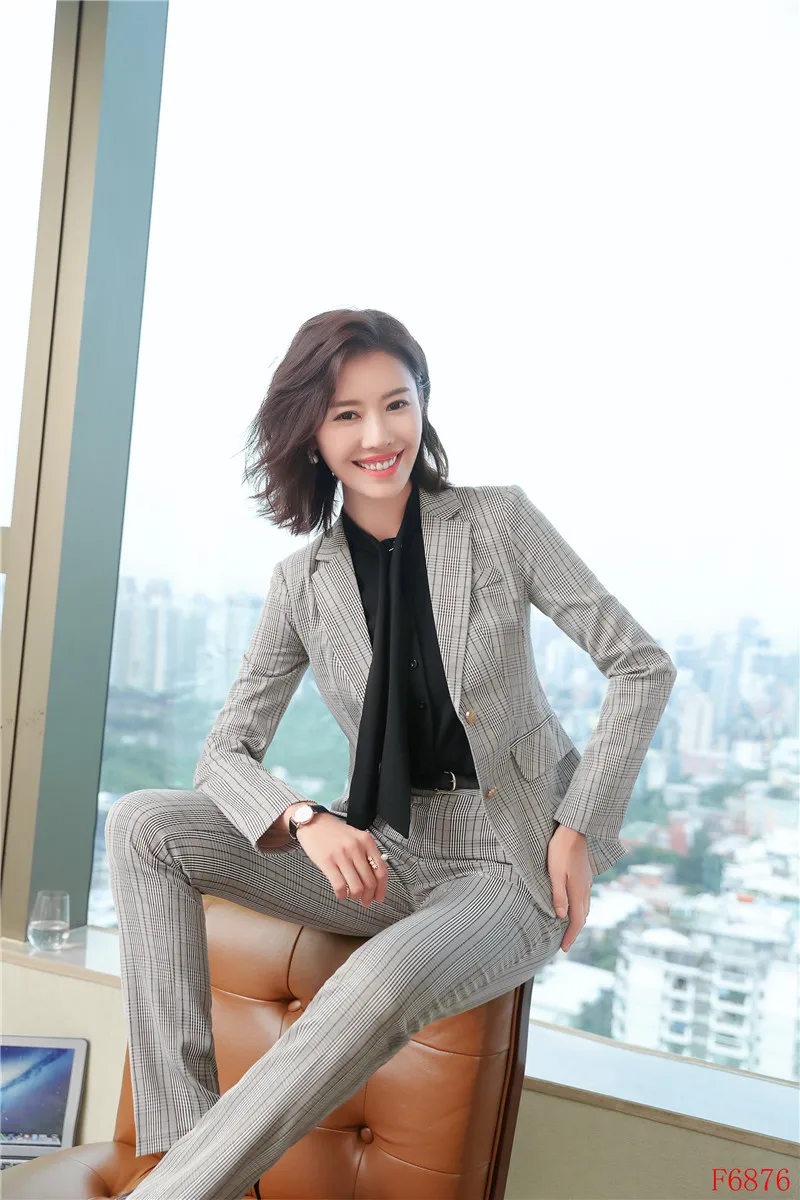 Dames Mode Pantalon Et Pour D'affaires Femmes Ol Work 2018 Ardoisé Wear Élégante Blazer Hiver Formelle Styles kaki Les Ensembles De Veste Costumes wCq0IY