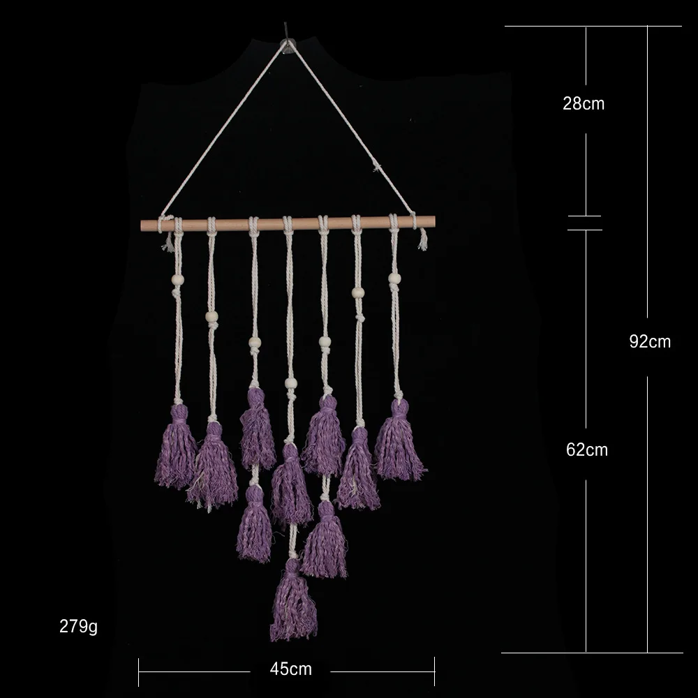 Богемный макраме стены искусства ручной работы хлопок настенный элегантный желтый синий фиолетовый скандинавский гобелен с кисточкой ткани - Цвет: 1