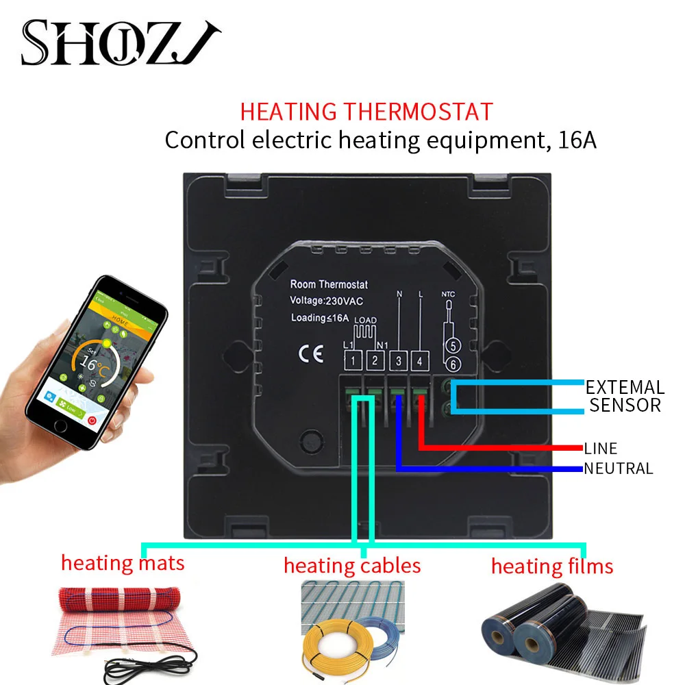WIFI HEATING WiFi сенсорный экран термостат регулятор температуры для электрического/водяного пола с подогревом воды/газовый котел работает Еженедельно Программируемый - Цвет: WIFI HEATING
