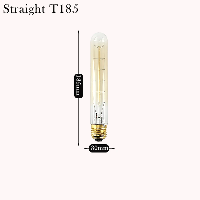 Ретро Эдисон лампа 40 Вт 220 В Эдисон свет лампы E27 нить накаливания декоративные лампы Вольфрам домашние освещение - Цвет: T185 Straight
