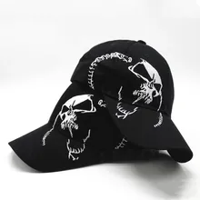 High Quality Skull Embroidery Fashion Cap Cotton Baseball Cap Outdoor Hip Hop Hat Sports Cap For Men Women- Left right