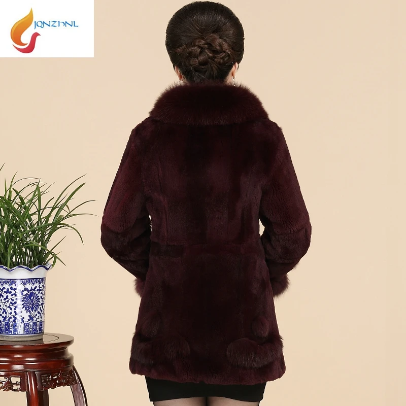 JQNZHNL Для женщин утепленные искусственная меховая шуба уличная одежда модные средней длины Кролик руно шубы зимой Обувь на теплом меху пальто L696