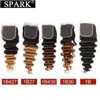 Spark Brazilian Loose Deep Wave Lace Closure 3 Tone Ombre Remy Human Hair Swiss Lace Closure 10-22 inches Free Part T1B/4/30