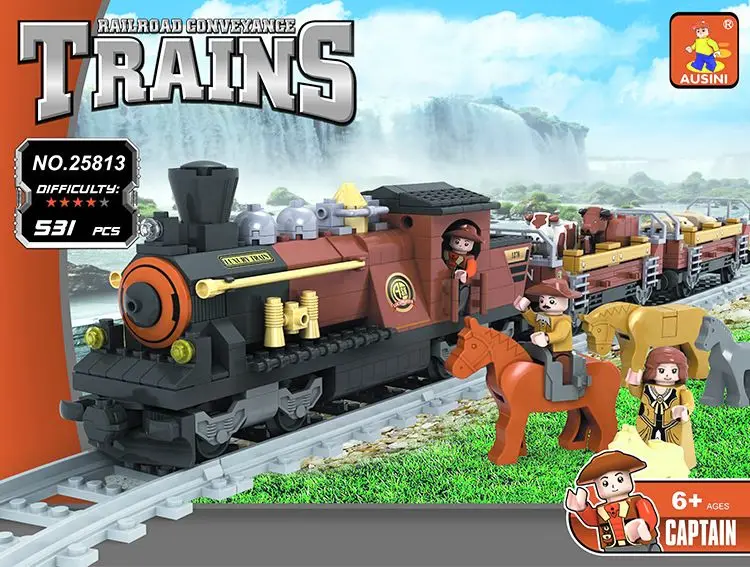 NEW 531pcs Old Animals Cargo Train Building Blocks Bricks Model Children Toy