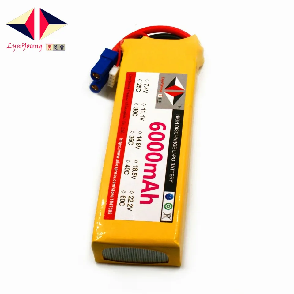 Lynyoung 2S RC LiPo font b Battery b font 7 4v 6000mAh 40C Max 80C For