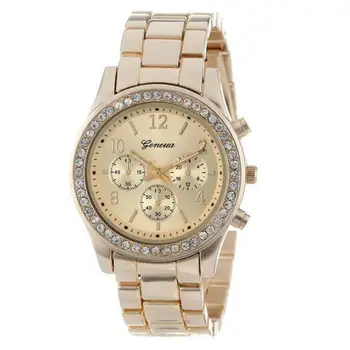 

Fashion Dress Watches Women Men Faux Chronograph Quartz Plated Classic Round Crystals women's Watches Relojes hombre 2017 Clock