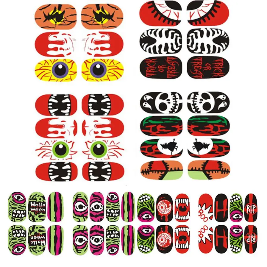 new halloween decoration party decoration luminous nail art sticker mascara halloween supplies citrouille halloween hot sale