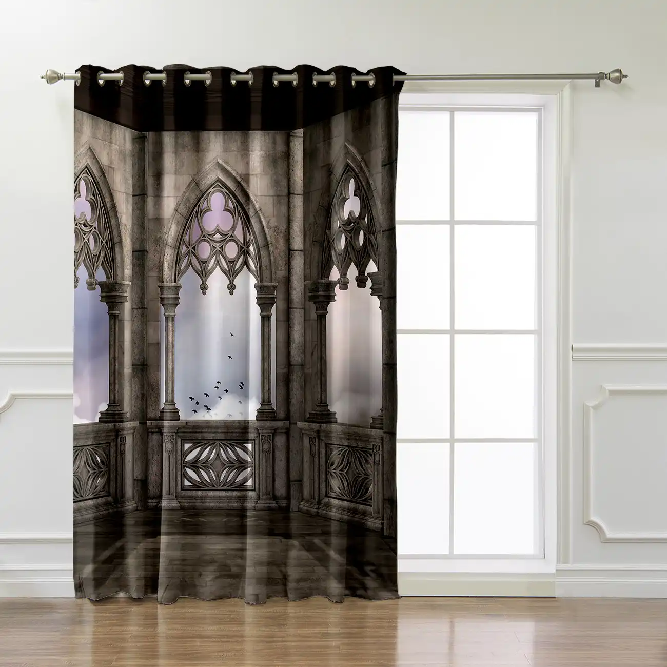 Casa gótica de cortinas de habitación gran ventana cortinas paneles