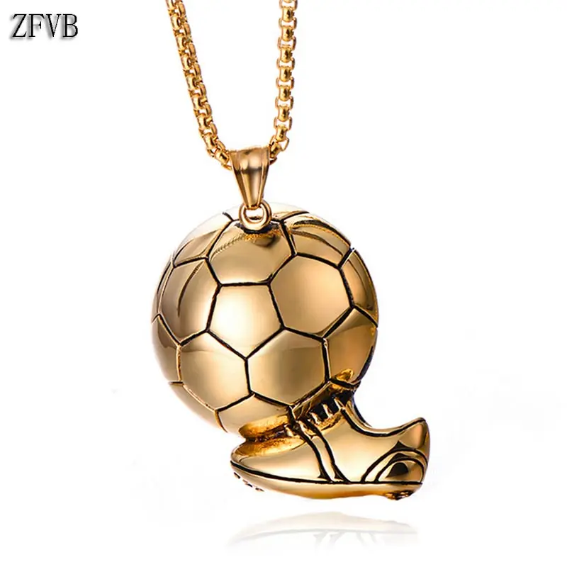 ZFVB لكرة القدم أحذية قلادة للرجال الفولاذ المقاوم للصدأ الذهب اللون أحذية كرة القدم الرياضة تذكارية المعلقات القلائد مجوهرات هدية