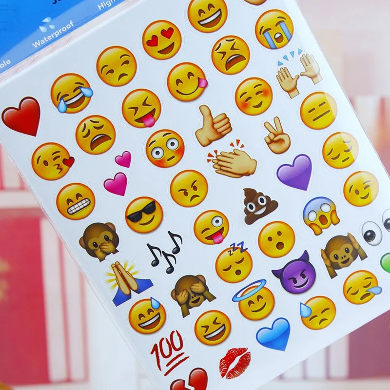 19 Sheets Cute Sticker Emoji Smiley Face Stickers Toys For Notebook Scrapbooking Vinyl Chancery Stickers on Laptop Cars Decor
