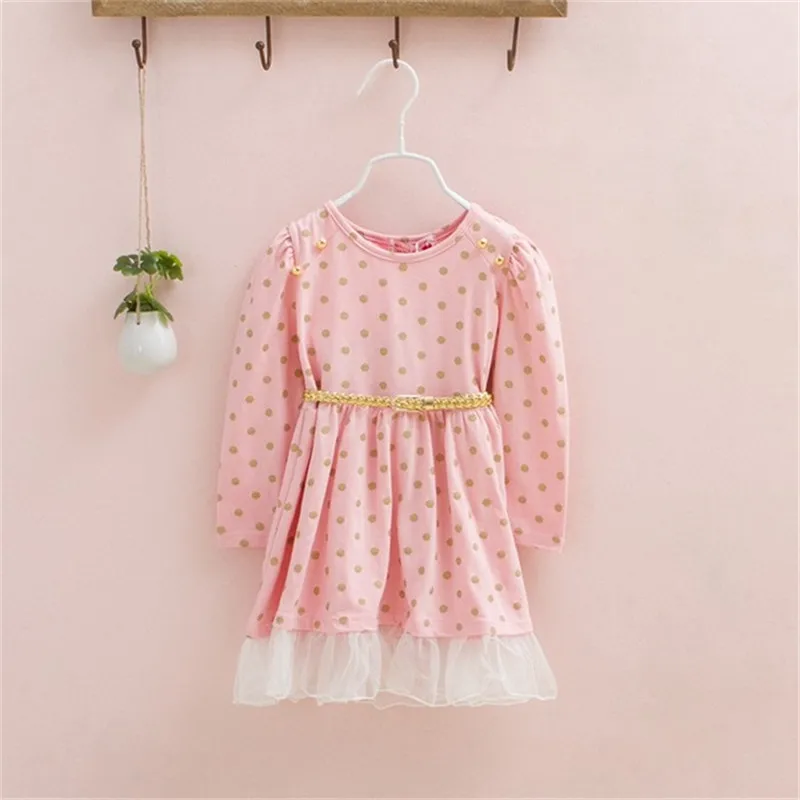 

Long Sleeve Polka Dot Girls Dresses Cotton Girls Vestidos Kids Party Casual Tutu Dress Children Autumn And Winter Dress 2-7T