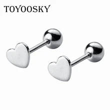 Маленькие серебряные серьги в форме сердца с 925 пробы, серьги-гвоздики с винтом для детей, серебряные серьги 925 для женщин и девочек, миниатюрные ювелирные изделия в минималистическом стиле