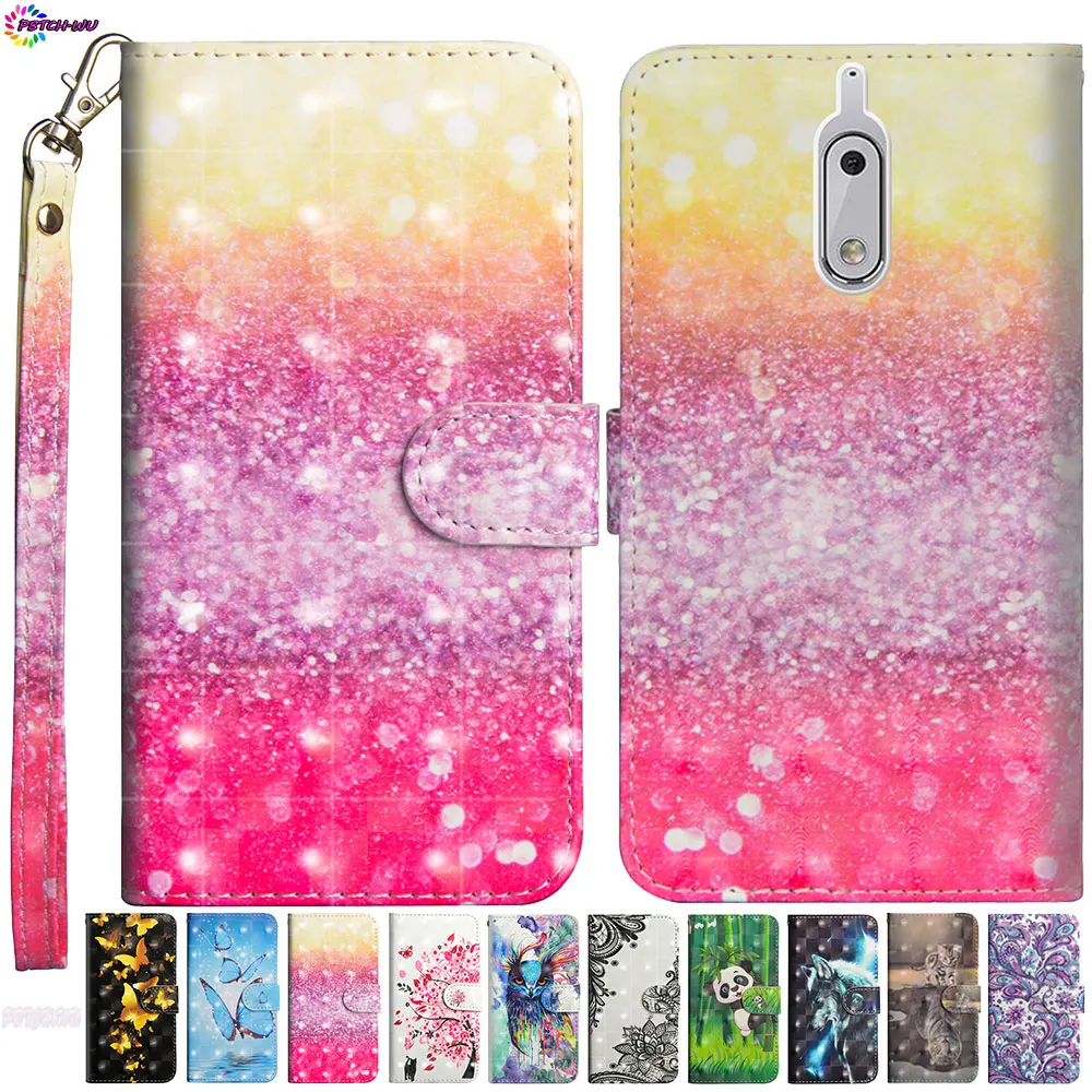3D Painted Case For Nokia 6 2017 TA-1033 TA-1021 Phone Bag Flip Wallet Cove For Nokia6 2017 TA 1033 1021 Silicone Protector Box