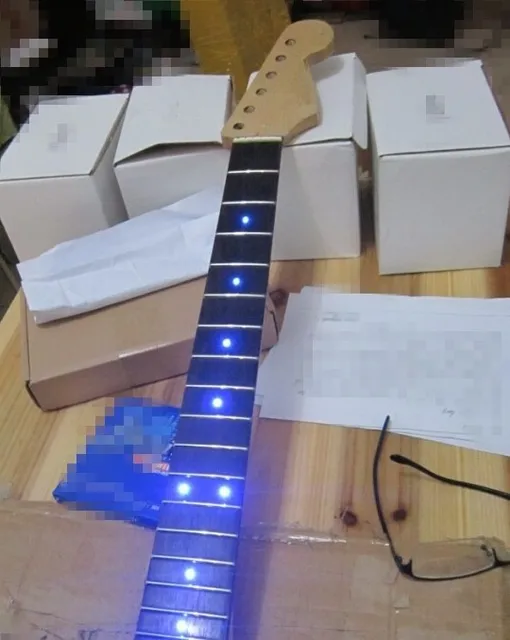 Cheap Top quality inlay LED dots Rosewood Fretboard Canadian maple Electric Guitar Neck Wholesale Guitar Parts accessories