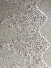 9Yards Europe Lace Trimming Accessories Applique Scalloped Sequins Ivory White Lace Trim Bling Paillette Craft For Wedding Dress scalloped trim lace up crossbody bag