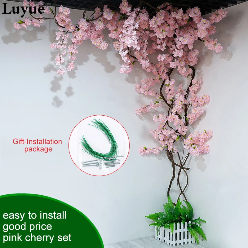 

Artificial Cherry Blossom Romantic Rattan Bedroom Decoration Wedding Rose Rattan Dried Vines Set For New Years Party decoration